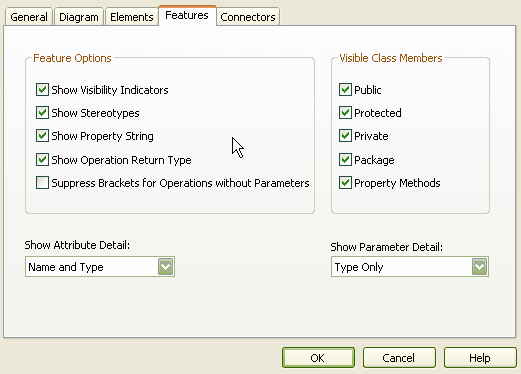 DiagramOptionsFeaturesTab